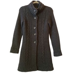 Elena Solano | Women's Classic Black Alpaca Blend Cardigan Sweater (Size Small)